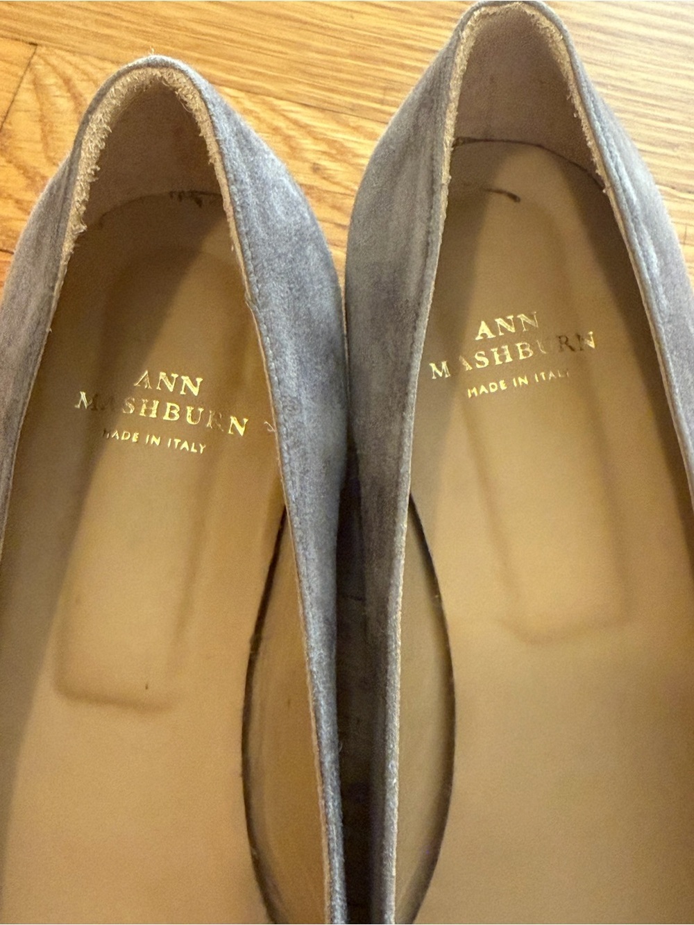 ANN MASHBURN Buckle Square Toe Ballet Flats Gray Suede Leather Shoes 40 9 9.5 - Picture 7 of 11